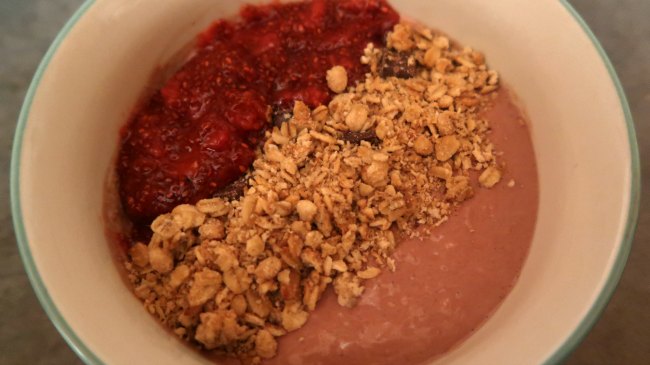 Homemade oatmeal with jam
