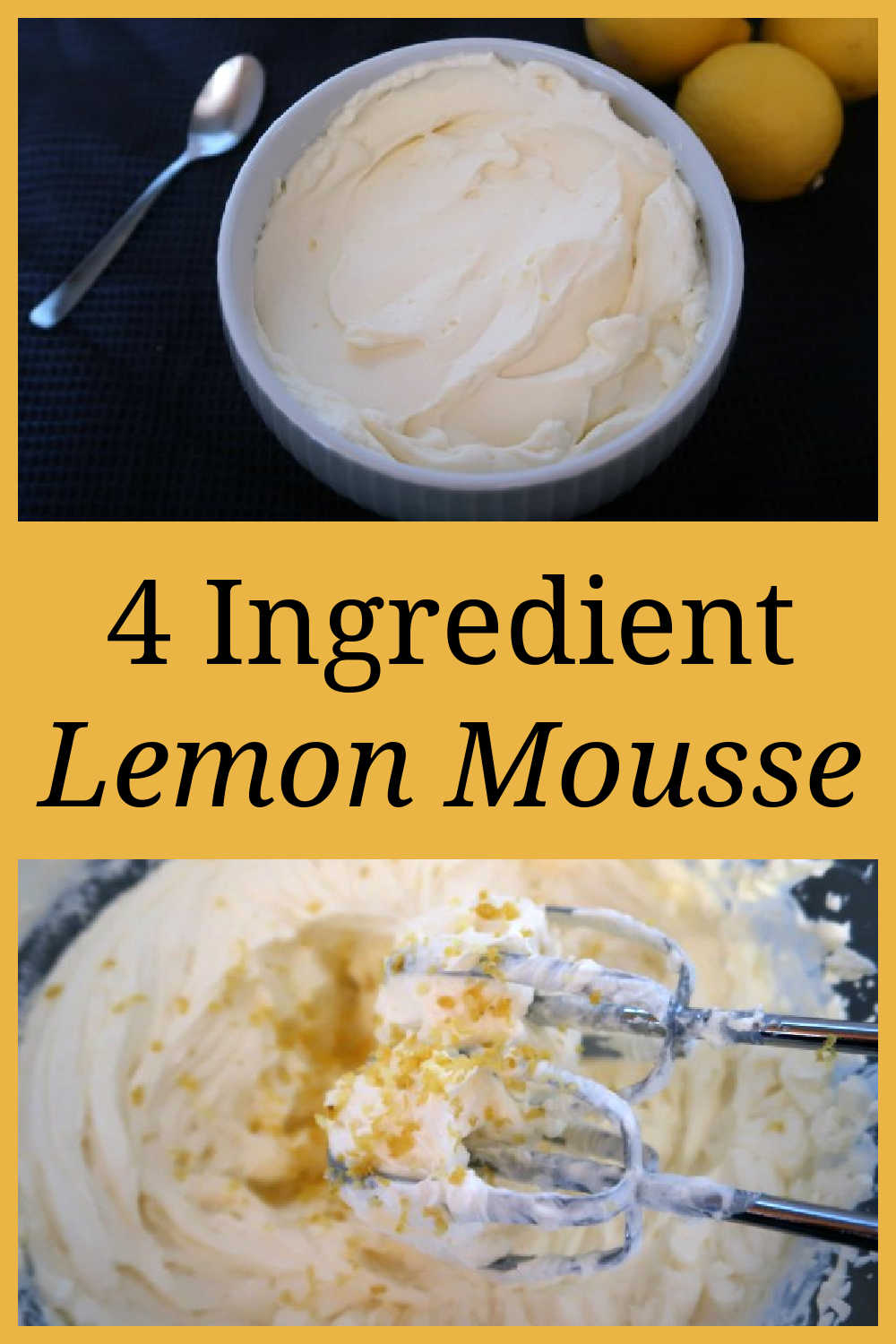 Lemon Mousse Recipe - Easy no bake 4 ingredient cream cheese desserts - quick & cheap light cheesecake flavored dessert idea - with the video.