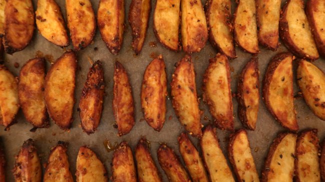 Parmesan Potato Wedges Recipe - How To Make Easy, Cheesy & Crispy Homemade Oven Baked Roasted Potatoes