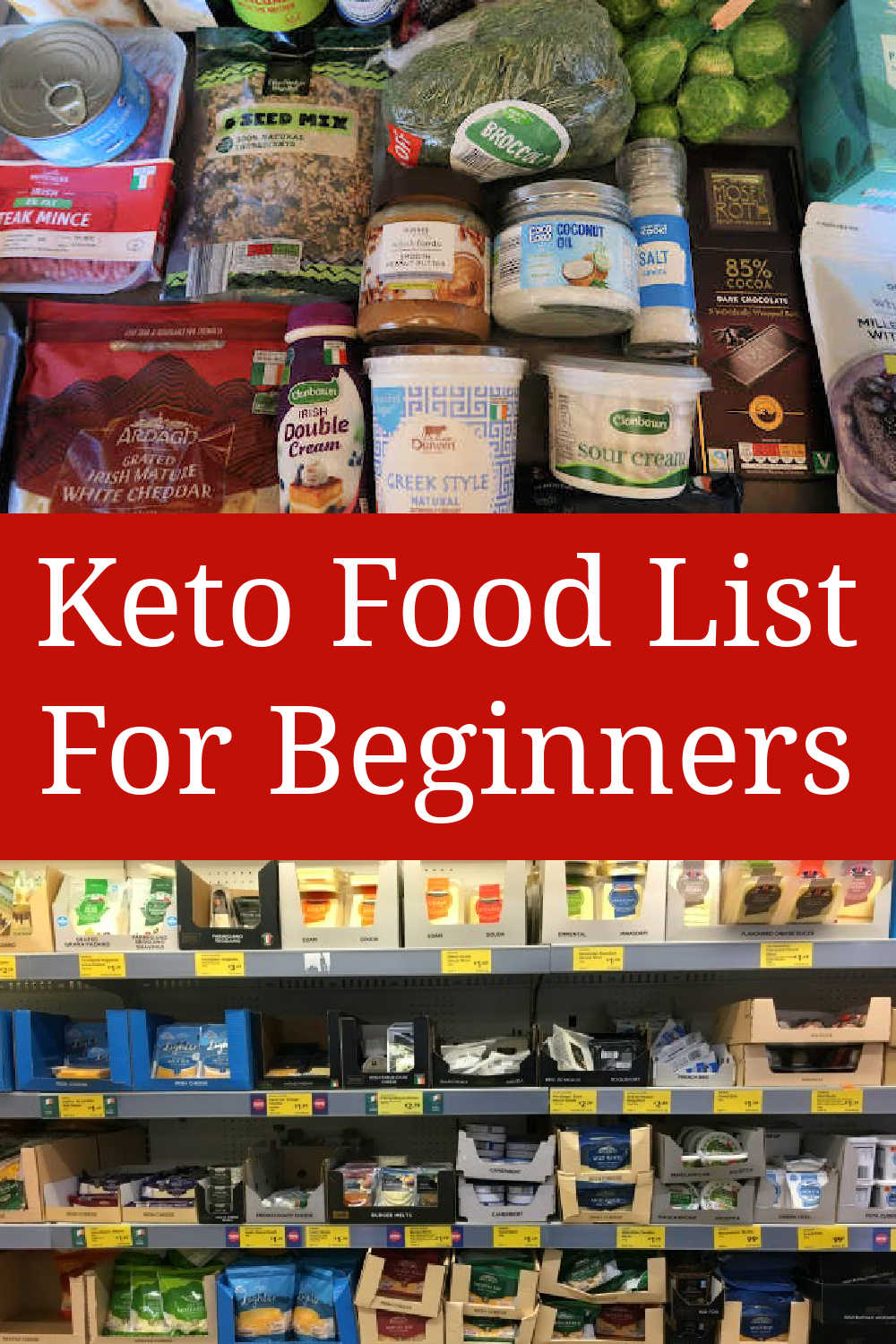 Keto Food List For Beginners - ultimate guide to the best low carb diet friendly foods to add to your grocery shopping list - with a video talking you through the food and easy meal ideas.