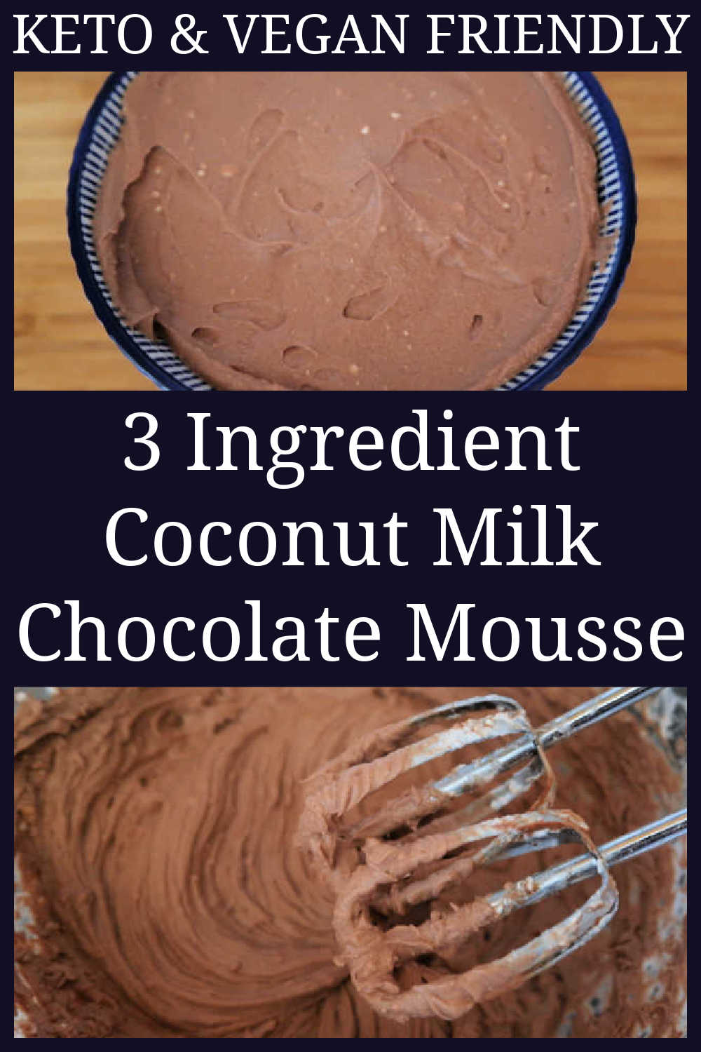 Coconut Milk Chocolate Mousse Recipe - How to make the best easy low carb, keto, dairy-free, paleo and vegan friendly dessert with only 3 ingredients - with the full video tutorial.