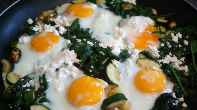 High protein breakfast foods - fried eggs breakfast