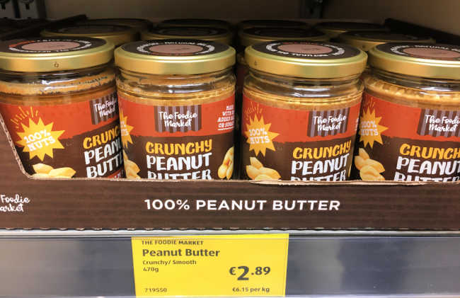 Peanut butter at aldi with gluten-free ingredients