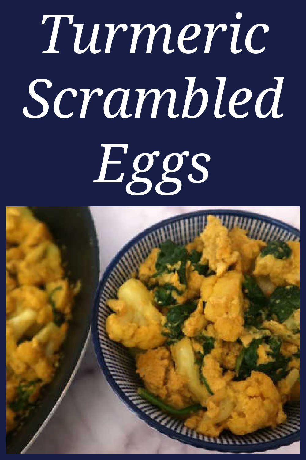Turmeric Scrambled Eggs Recipe - How to make a healthy egg, cauliflower and spinach breakfast that's quick and easy to meal prep - with the video.