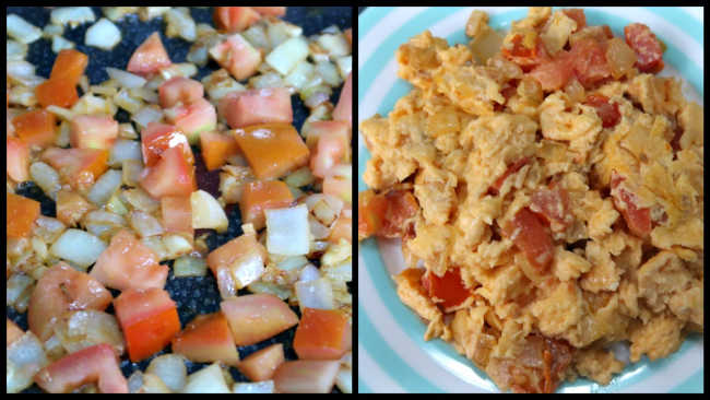 Easy Breakfast scramble with tomatoes