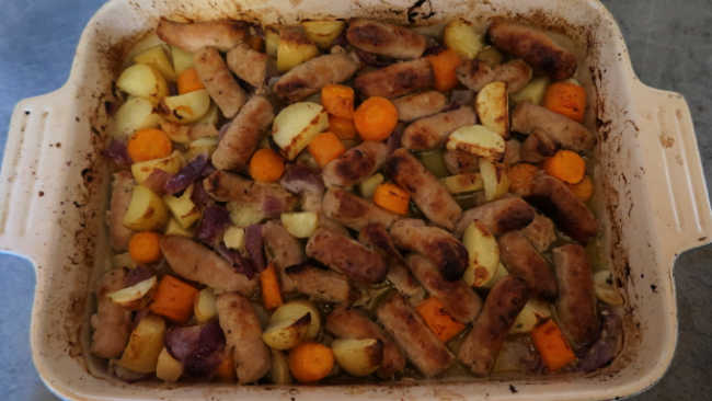 Sausage Tray Bake Recipe - How to make an easy budget friendly dinner idea