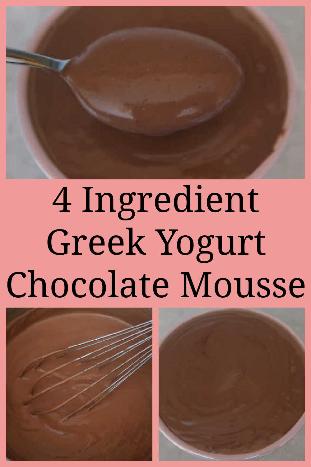 Greek Yogurt Chocolate Mousse Recipe - How to make an easy, healthy, high protein pudding dessert with only 4 ingredients - with the full YouTube video tutorial.