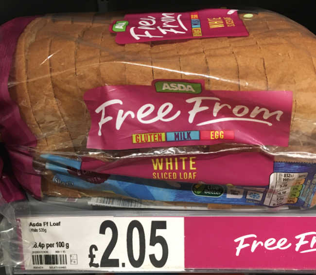 Gluten free white bread at Asda