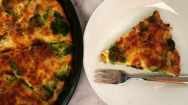 Vegetarian protein quiche with broccoli