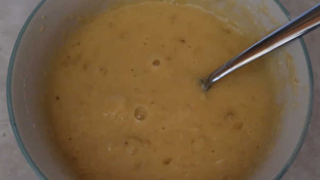 The whisked gluten free pancake batter with 3 ingredients