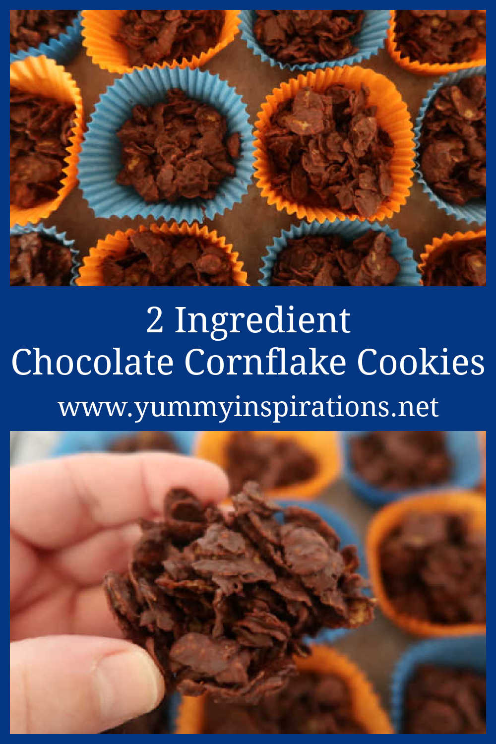 Chocolate Cornflake Cookies Recipe - How To Make Easy 2 Ingredient No Bake Cookie Treat With Cornflakes - with video tutorial.