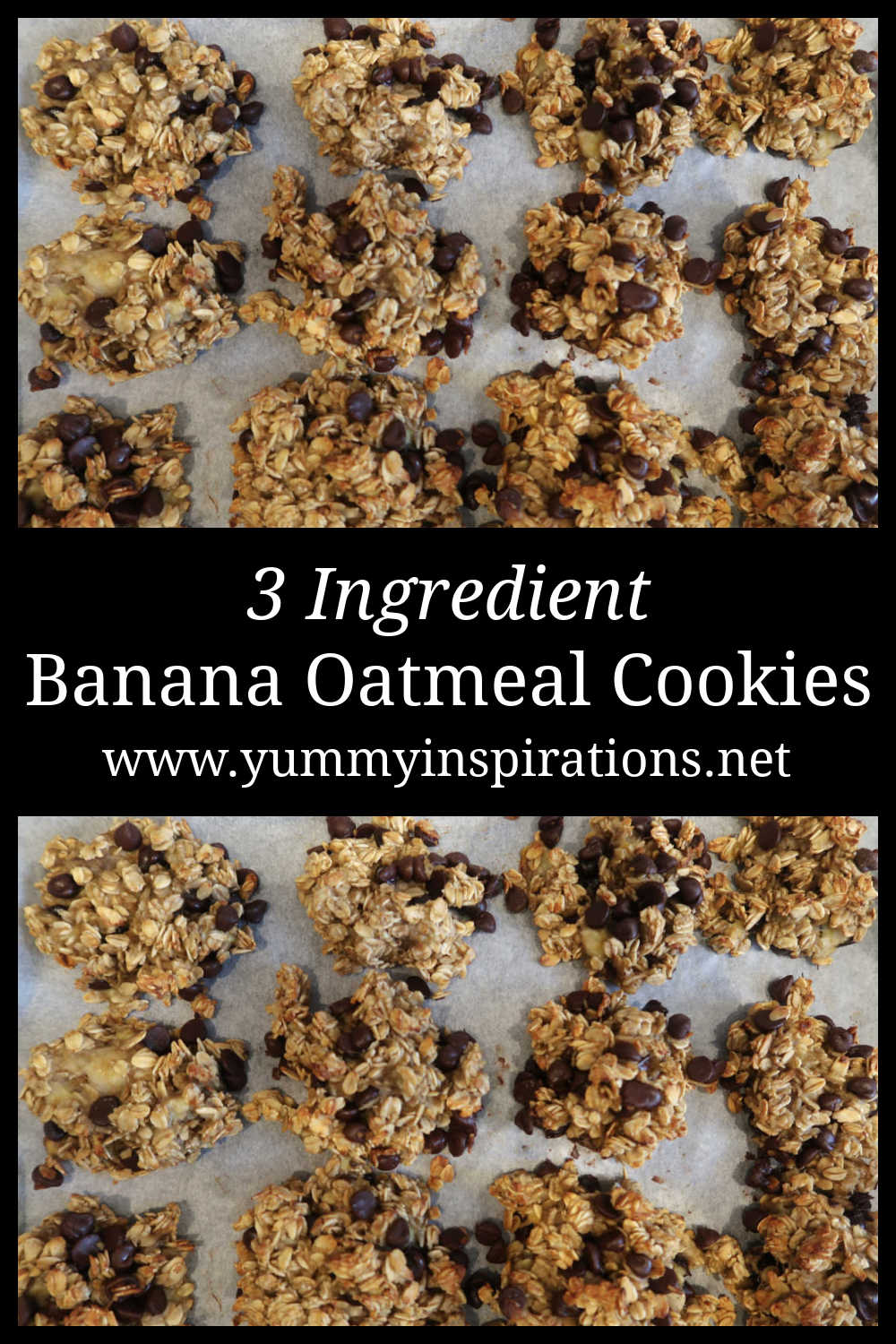 3 Ingredient Banana Oatmeal Cookies Recipe - easy 3 ingredient banana oat cookies are soft, naturally sweet and ready in under 30 minutes. Made with ripe bananas, oats and chocolate chips