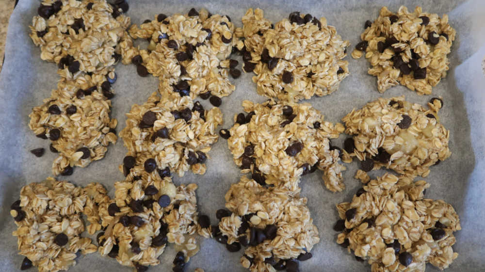 3 Ingredient banana oatmeal cookies ready for the oven