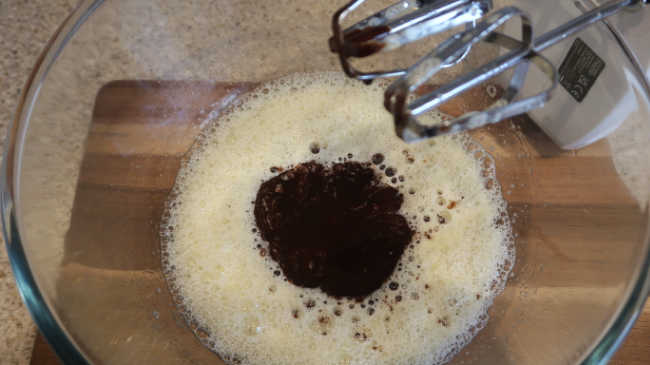 Adding melted chocolate