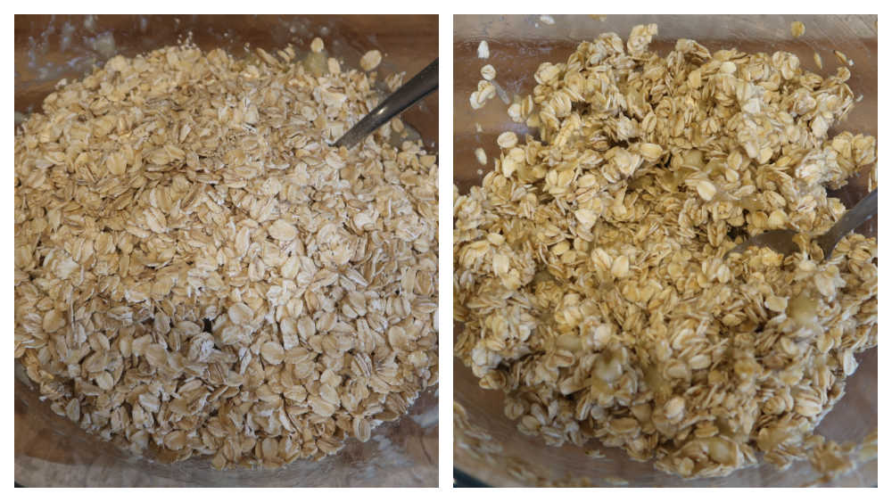 Adding rolled oats to make cookie dough