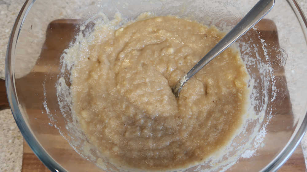 Banana bread with almond flour cake mixture