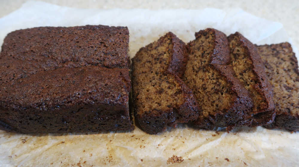 Cooled sliced almond flour banana bread