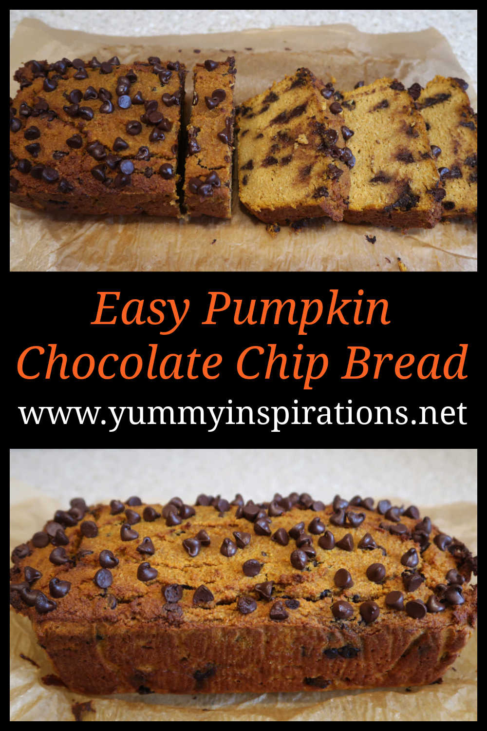 Pumpkin Chocolate Chip Bread Recipe with almond flour - soft, moist and packed with pumpkin flavour, warm spices and chocolate chips